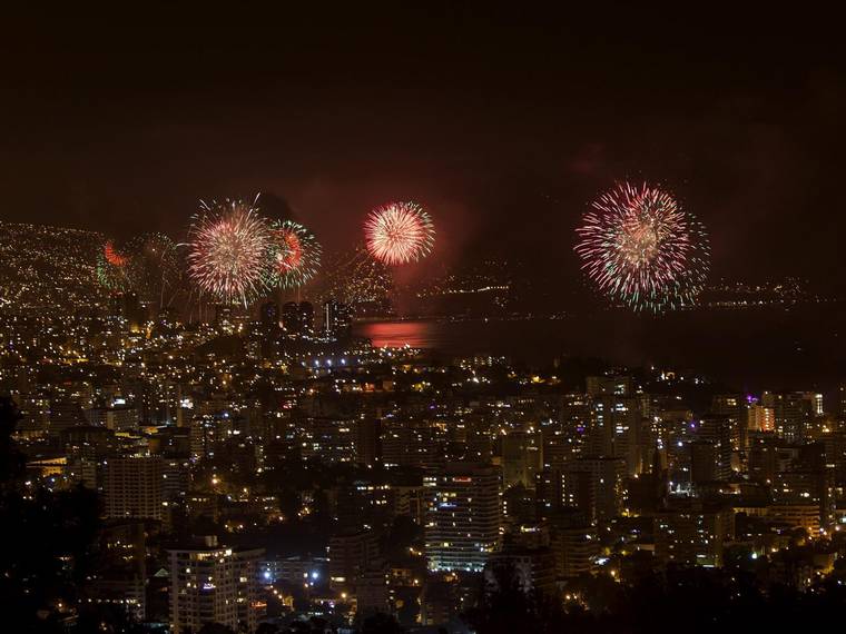 Así fue el ensayo en Valparaíso de los fuegos artificiales para la