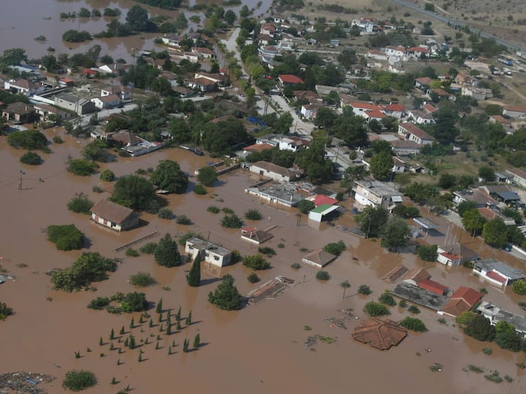 Graves inundaciones que dejan las lluvias sobre la zona de Tesalia en Grecia