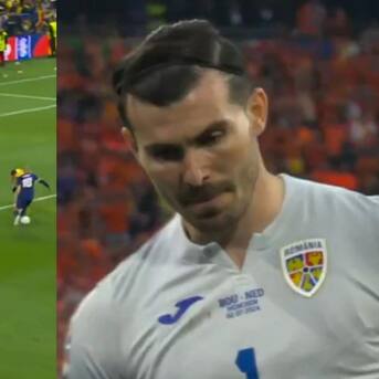 El insólito inconveniente que sufrió el arquero de Rumania justo antes de que le anotaran un gol en la Eurocopa