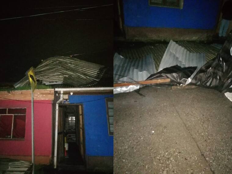 Tromba marina provoca voladura de techo de al menos 10 casas en Penco