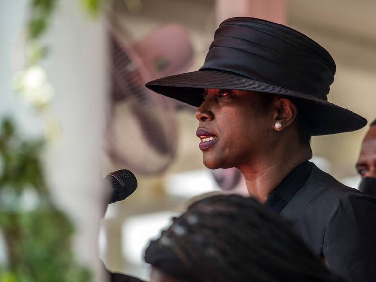 Getty Images | Martine Moïse durante el funeral de su marido, el asesinado presidente haitiano Jovenel Moïse, el 23 de julio de 2021