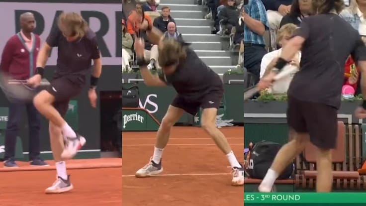 El show de Rublev en Roland Garros: gritos, patadas, raquetazos y una dura eliminación en la tercera ronda del torneo
