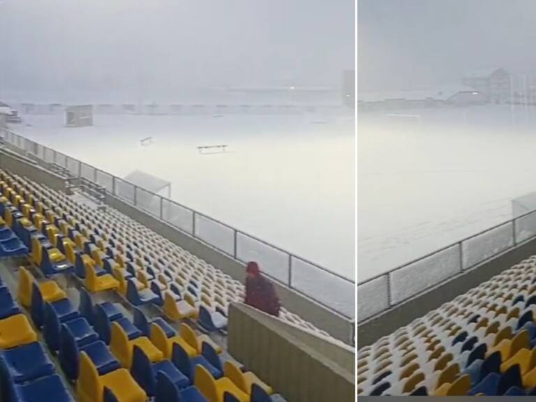 Increíble postal: estadio de Punta Arenas amanece bajo la nieve en la previa de partido por Copa Chile